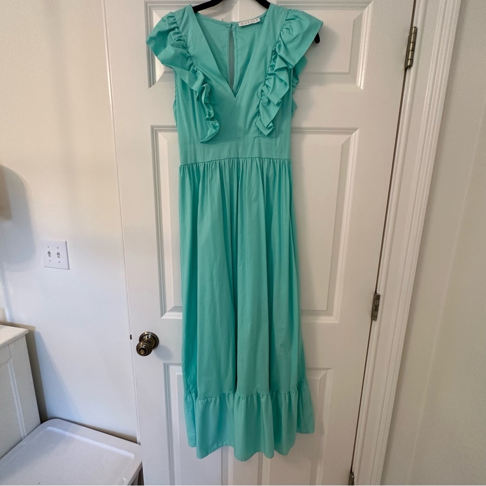 Karlie mint green sleeveless maxi dress with ruffles